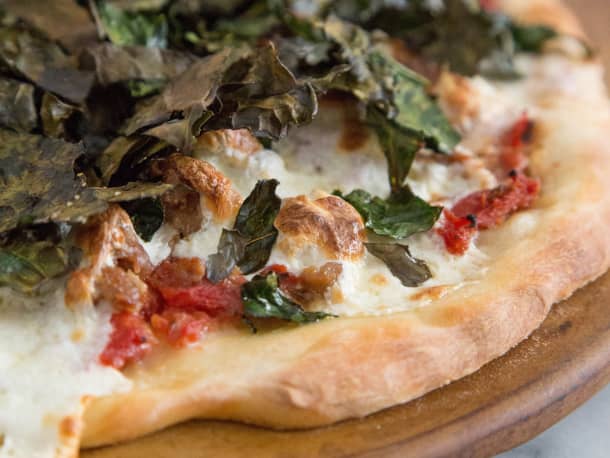 Sausage Pizza with Crispy Kale Chips