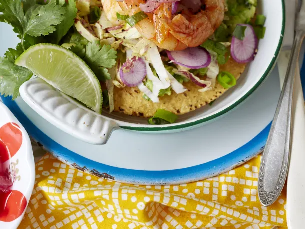 Shrimp and Avocado Tostadas