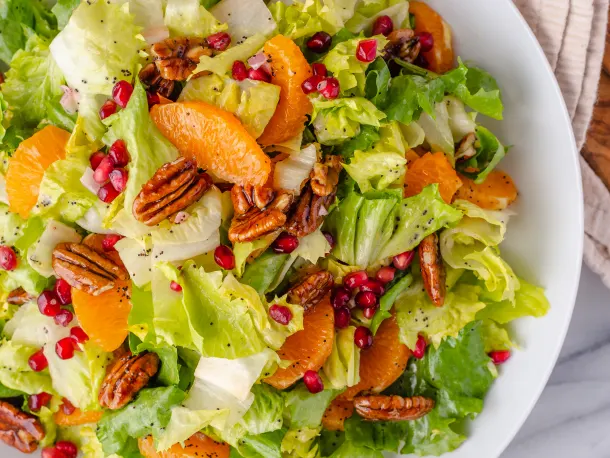 Mandarin Orange Salad with Pomegranates and Candied Pecans