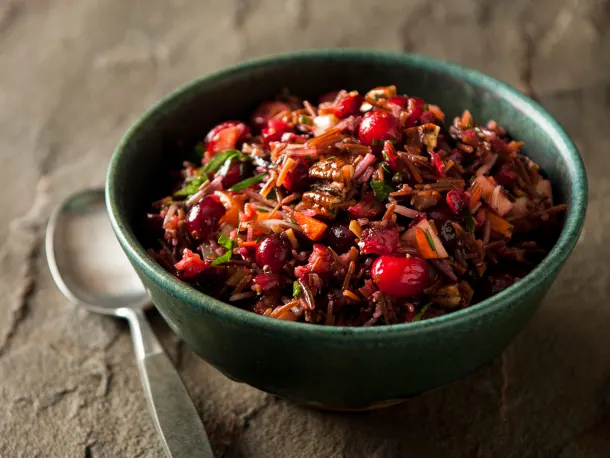 Wild Rice Pilaf with Wild Mushrooms, Roasted Chestnuts, and Dried Cranberries