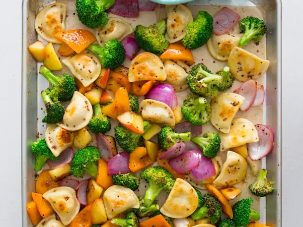 Easy Mini Pierogy & Veggie Sheet Pan Dinner