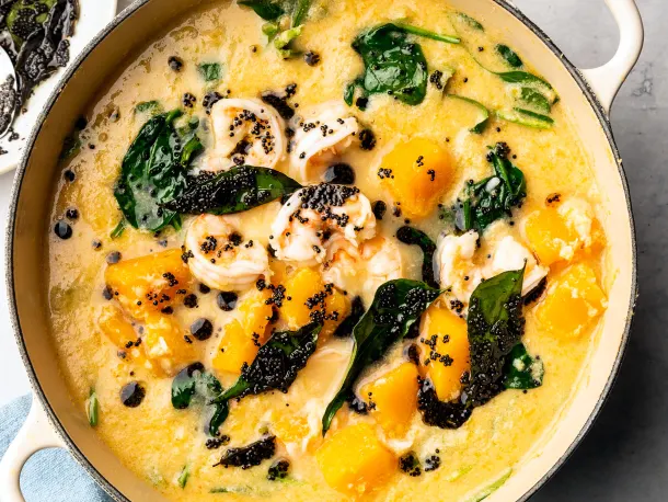 Coconut Shrimp Curry with Butternut Squash and Spinach