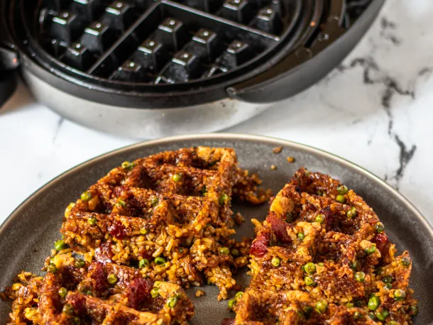 Crispy Fried Rice Waffles