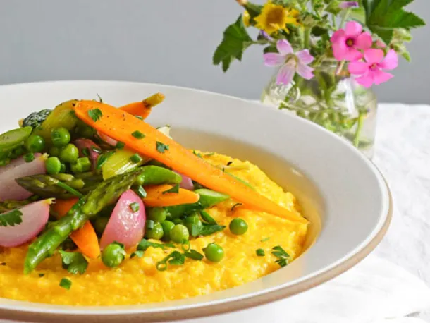 Polenta with Spring Vegetable Ragout